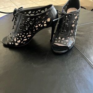 Kate Spade Black Cutout Lace-Up Heels